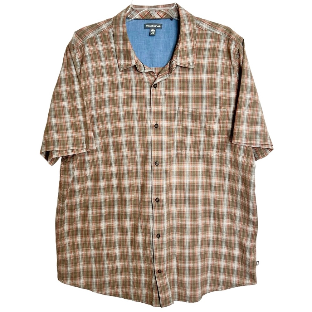 Toad & Co Airscape Organic Cotton Plaid Shirt Mens XL Green Outdoor Gorpcore